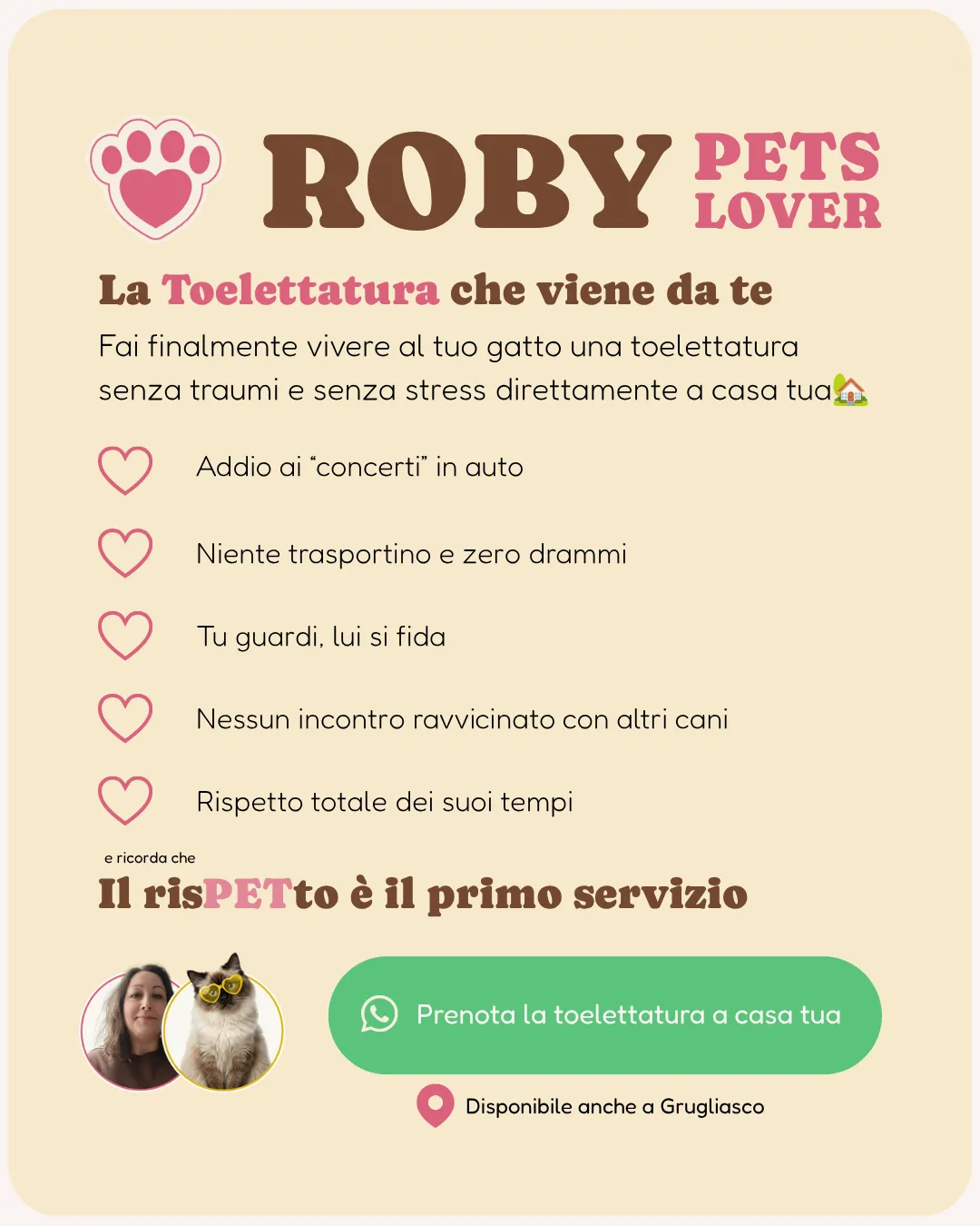 Toelettatura gatto a domicilio grugliasco